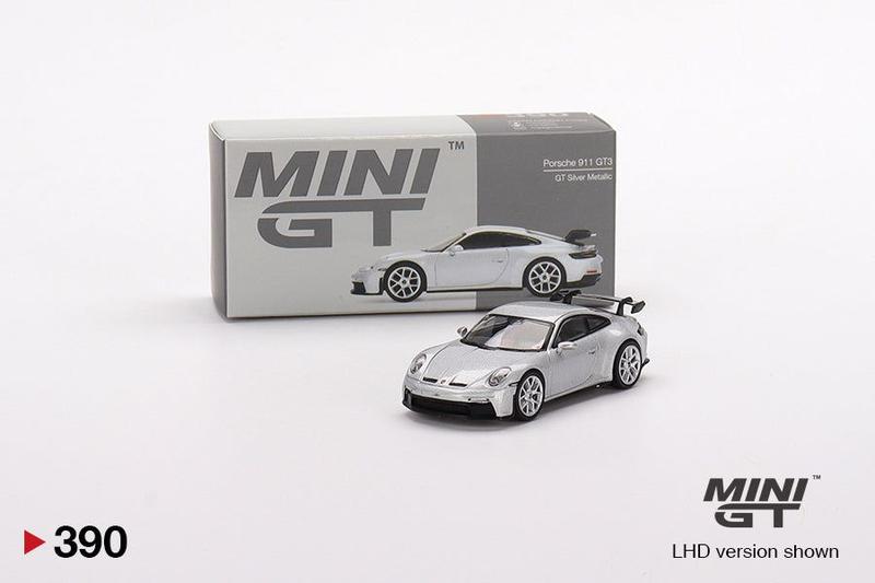 Miniatura Mini GT Porsche 911 992 GT3 Silver Metallic 1/64